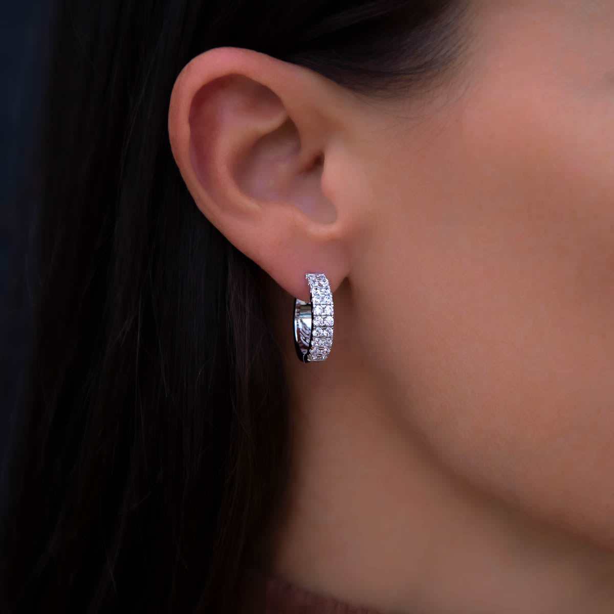 Double Row Hoop Earrings(white)