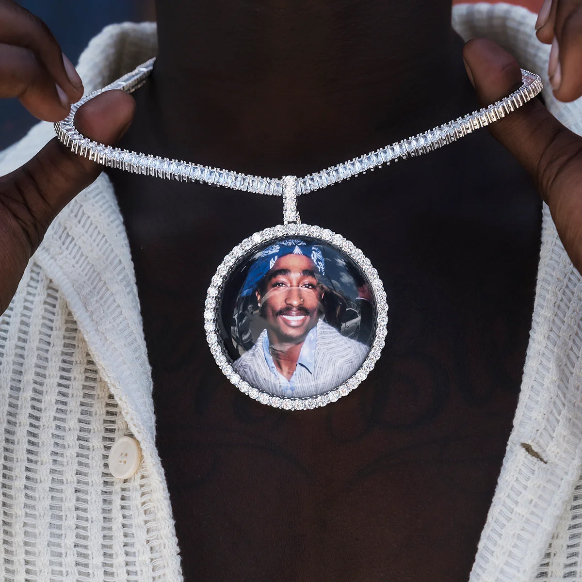 Round Replaceable Portrait Hip-hop Pendant