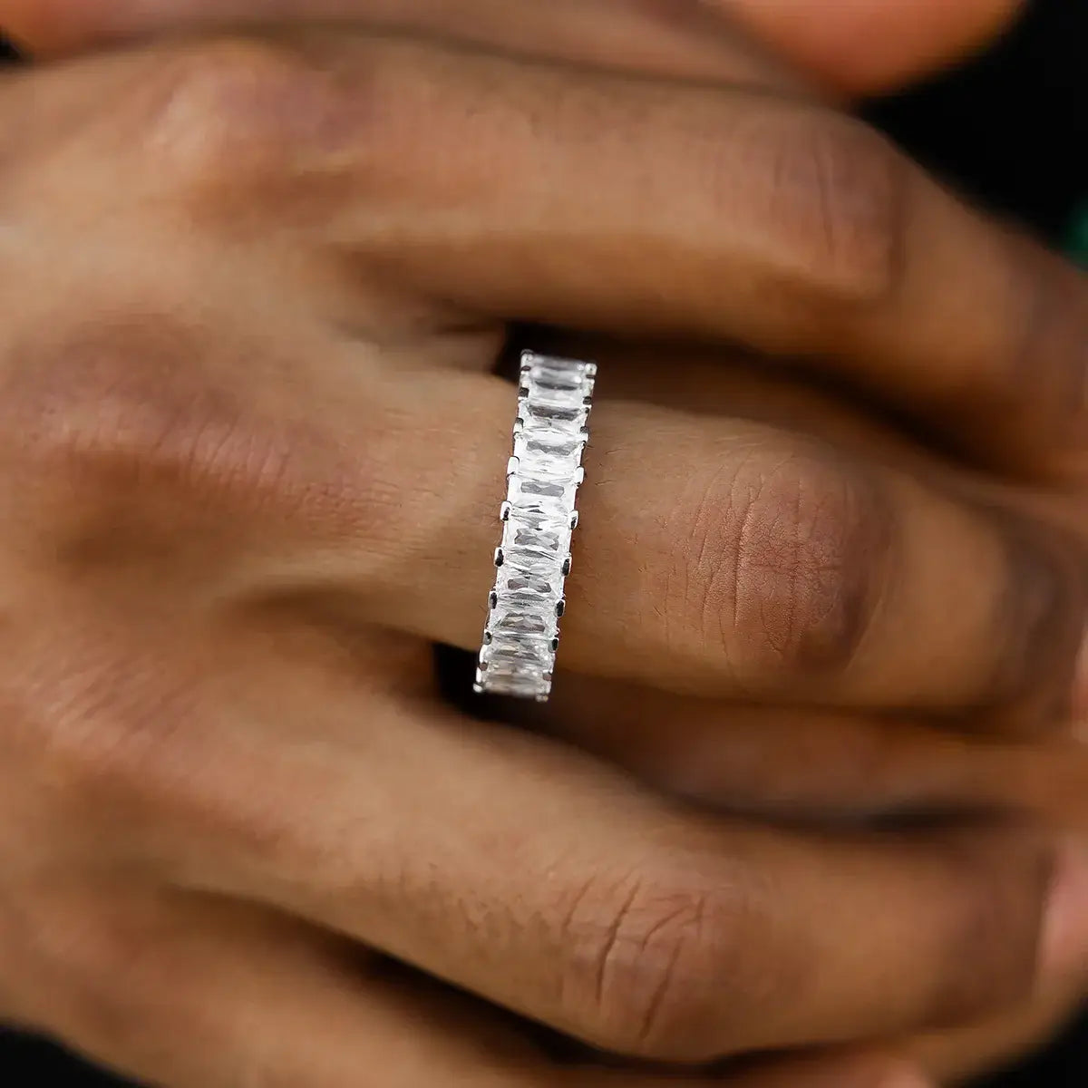 Baguette Ring in White Gold Vermeil