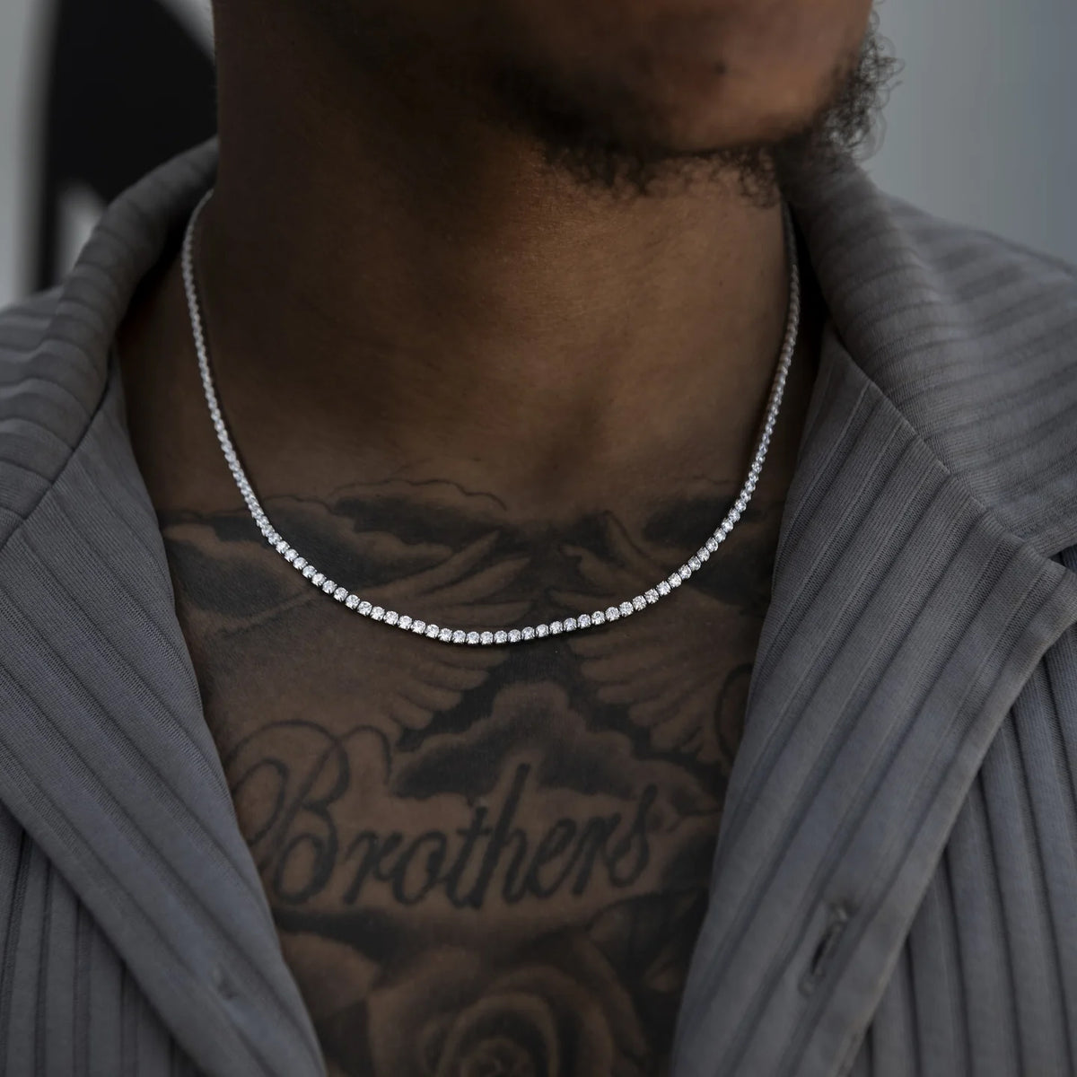 Micro Tennis Necklace in White Gold