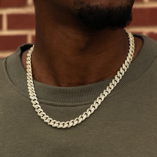 Artificial gemstone Cuban Chain in Yellow Gold