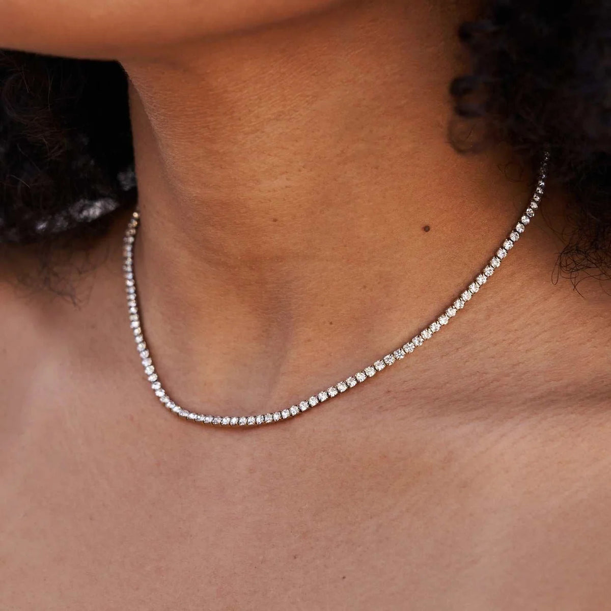 Micro Tennis Necklace in Yellow Gold