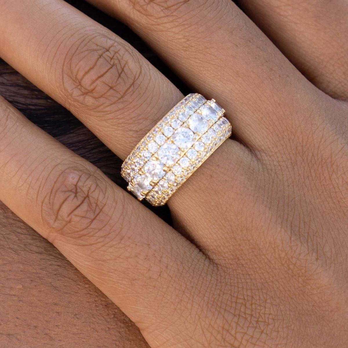 5 Layer Diamond Band Ring in Yellow Gold Vermeil