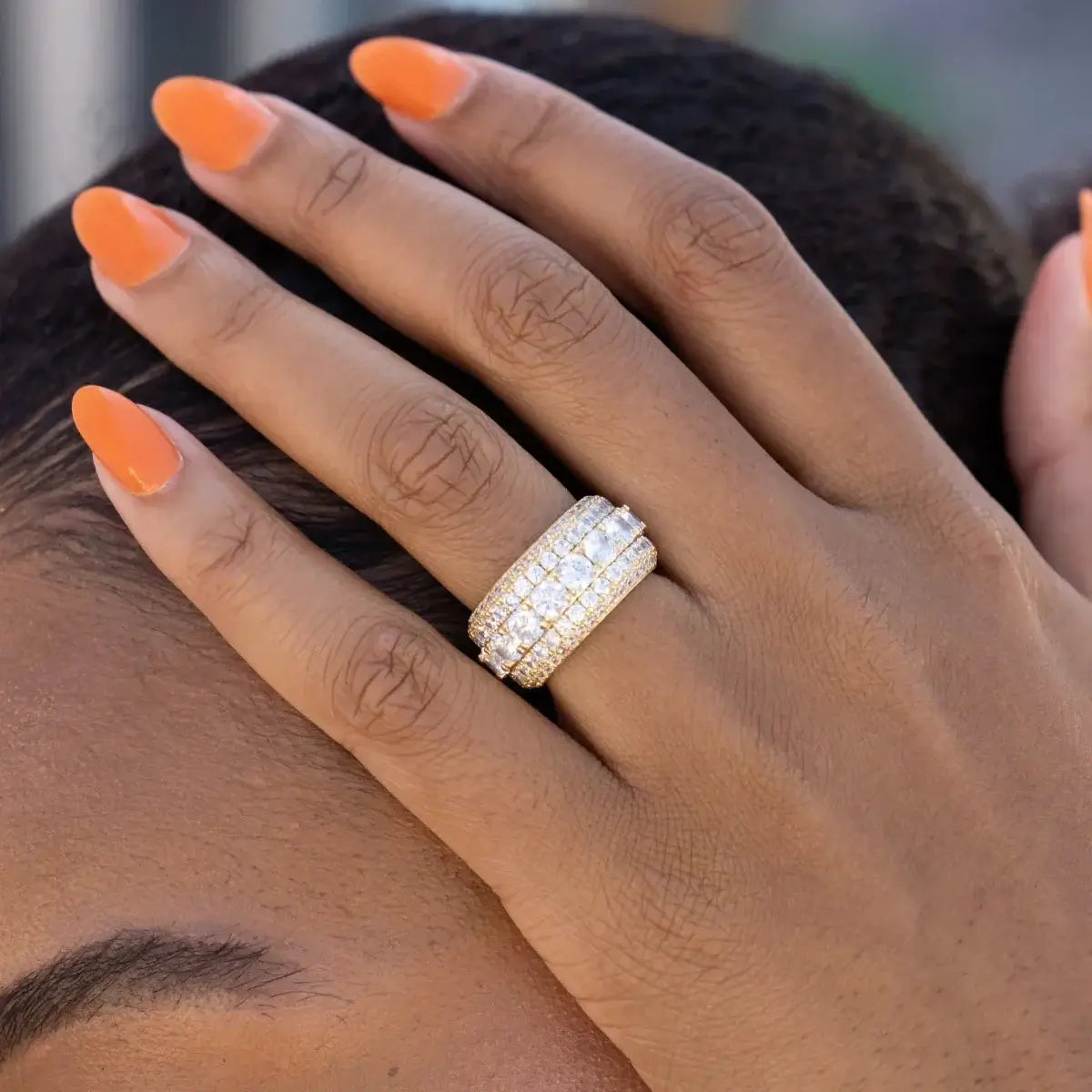 5 Layer Diamond Band Ring in Yellow Gold Vermeil