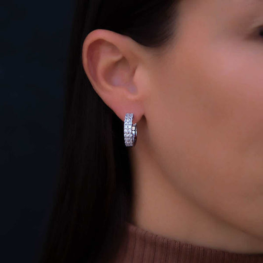 Double Row Hoop Earrings（white）