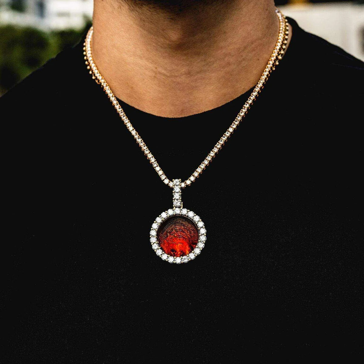 Round Replaceable Image Hip-Hop Pendant