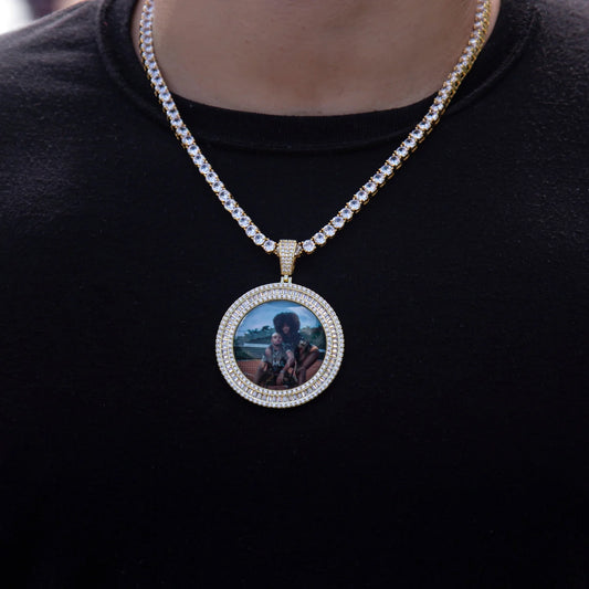 Round Replaceable Portrait Photo Hip-hop Pendant
