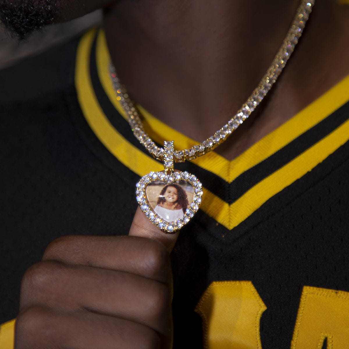 Heart-shaped Hip-hop Pendant with Replaceable Photos