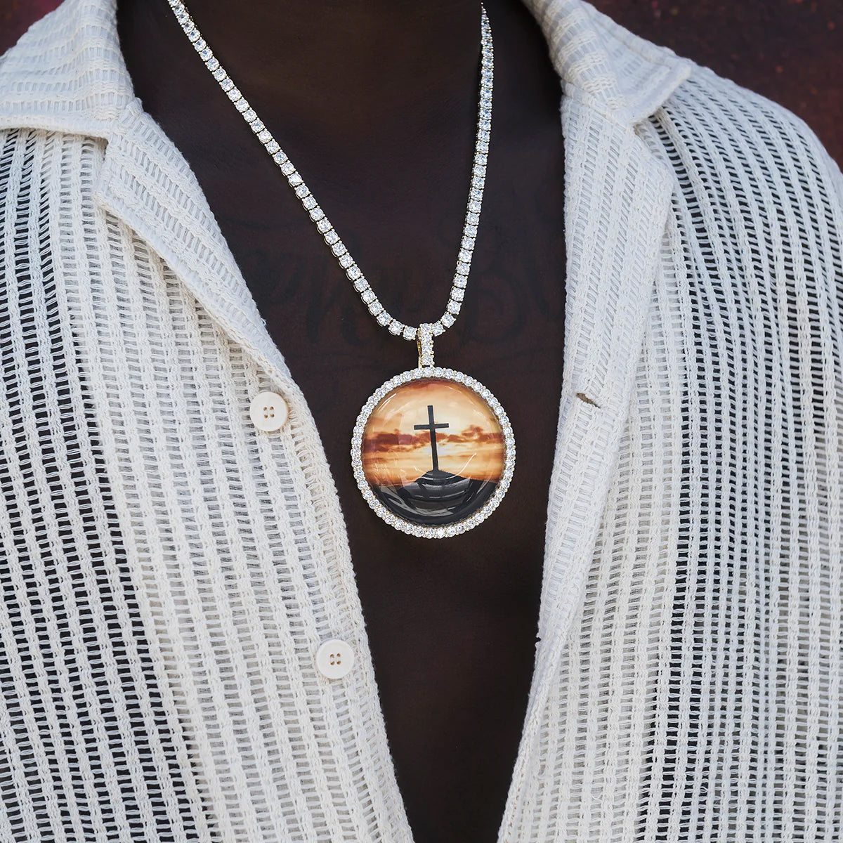 Round Hip-hop Pendant with Replaceable Images