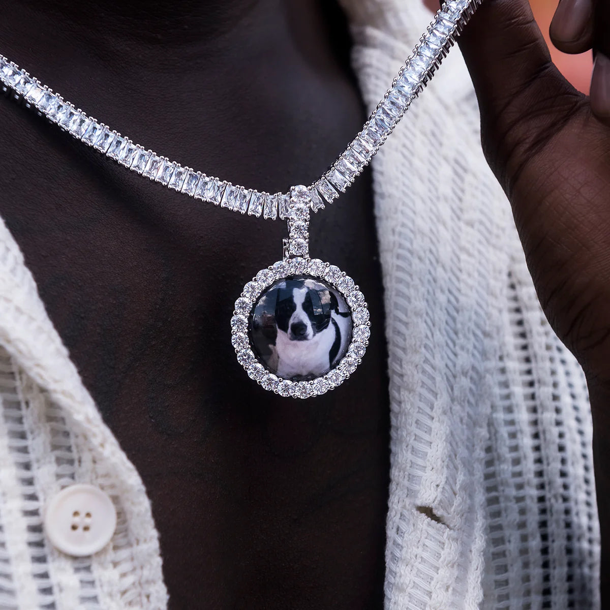 Hip-hop Pendant with Round Pet Image