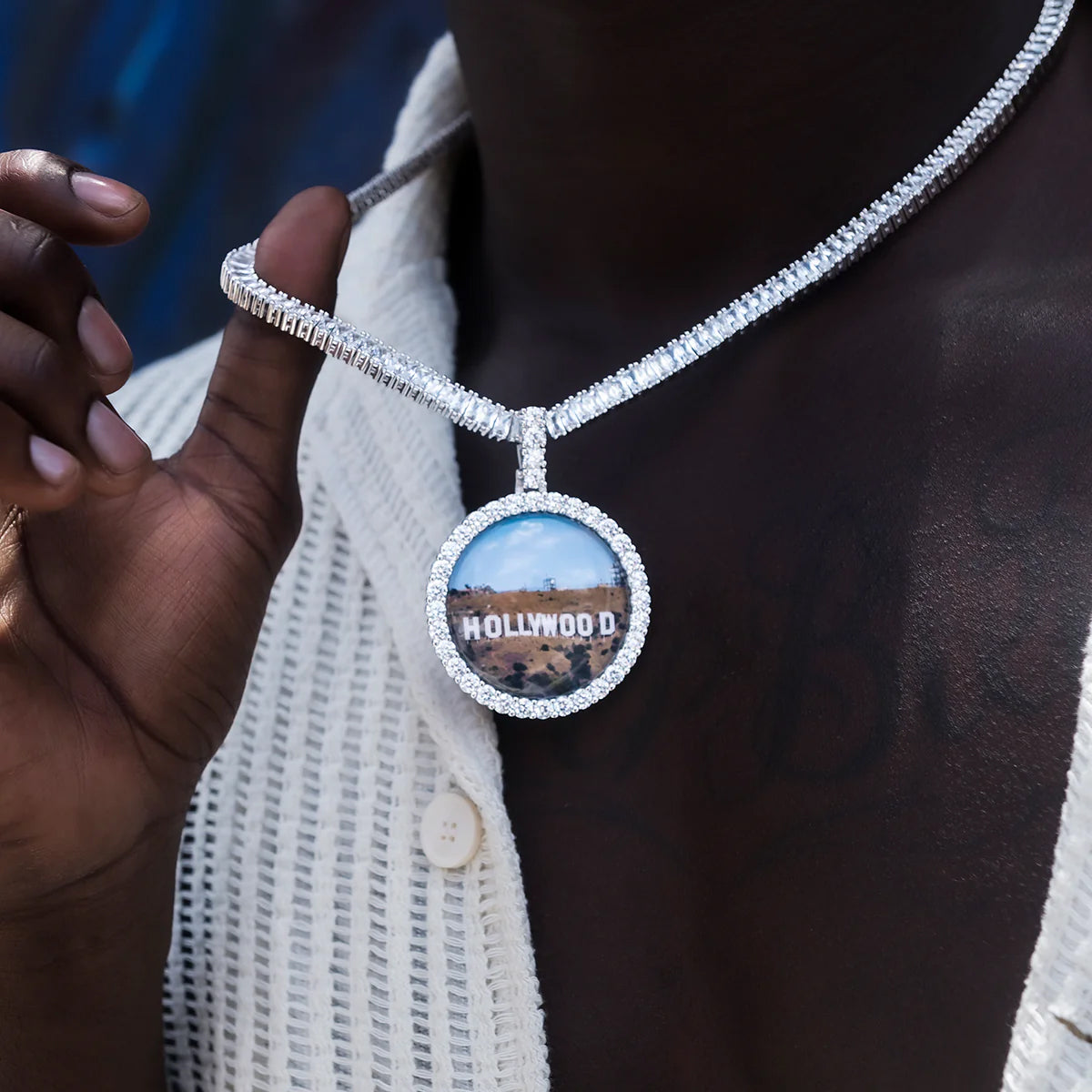 Hip-hop Pendant with Small Round Landscape Image