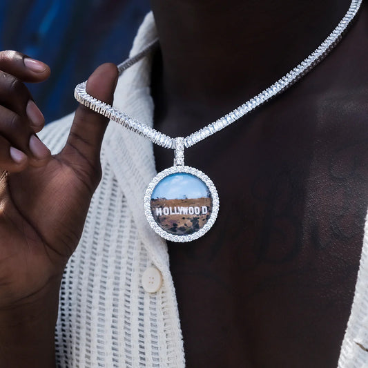 Hip-hop Pendant with Small Round Landscape Image